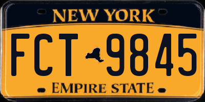 NY license plate FCT9845