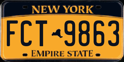 NY license plate FCT9863
