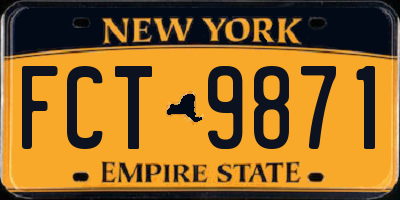 NY license plate FCT9871