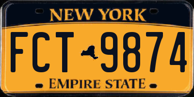 NY license plate FCT9874