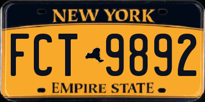 NY license plate FCT9892