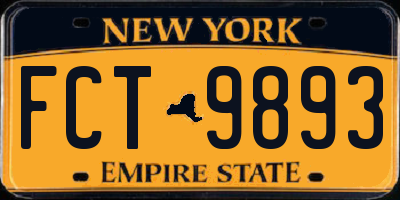 NY license plate FCT9893