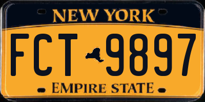 NY license plate FCT9897