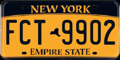 NY license plate FCT9902