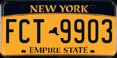 NY license plate FCT9903