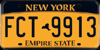 NY license plate FCT9913