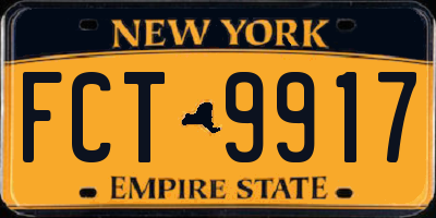 NY license plate FCT9917