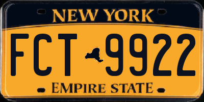 NY license plate FCT9922