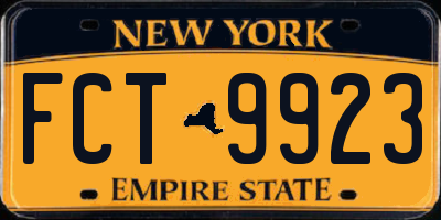 NY license plate FCT9923