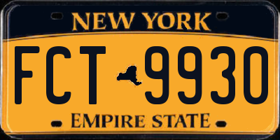 NY license plate FCT9930