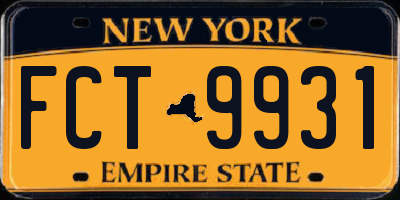NY license plate FCT9931