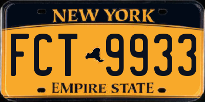 NY license plate FCT9933