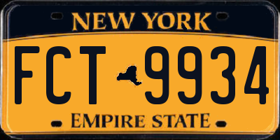 NY license plate FCT9934