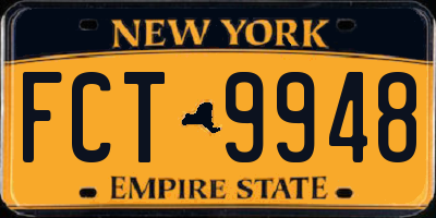 NY license plate FCT9948