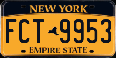 NY license plate FCT9953