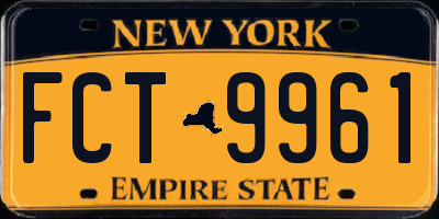 NY license plate FCT9961