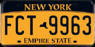 NY license plate FCT9963
