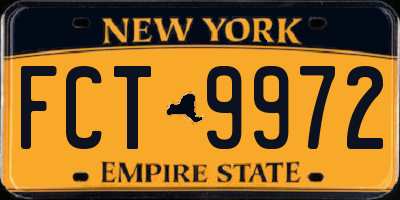 NY license plate FCT9972