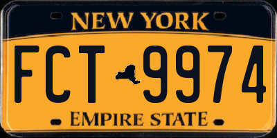 NY license plate FCT9974
