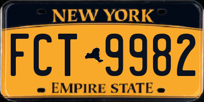 NY license plate FCT9982