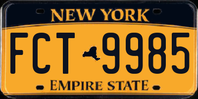 NY license plate FCT9985