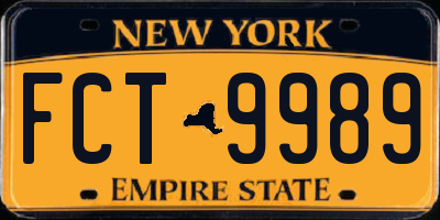 NY license plate FCT9989