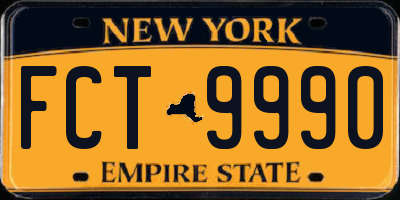 NY license plate FCT9990