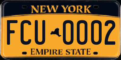 NY license plate FCU0002
