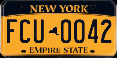 NY license plate FCU0042