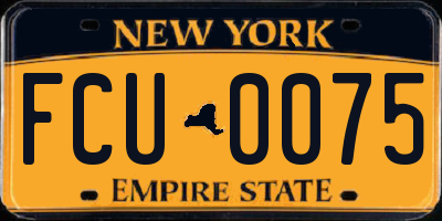 NY license plate FCU0075