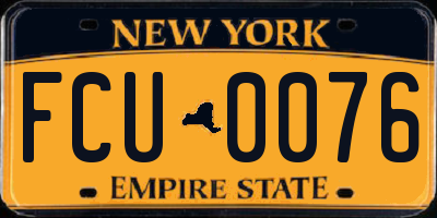 NY license plate FCU0076