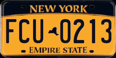 NY license plate FCU0213