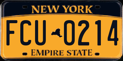 NY license plate FCU0214