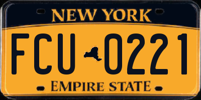 NY license plate FCU0221