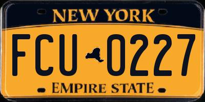 NY license plate FCU0227