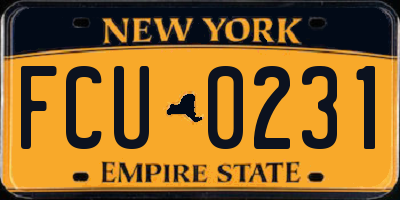 NY license plate FCU0231