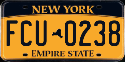 NY license plate FCU0238