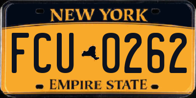 NY license plate FCU0262