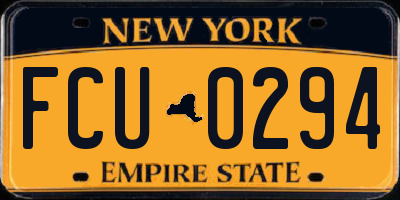 NY license plate FCU0294