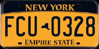 NY license plate FCU0328