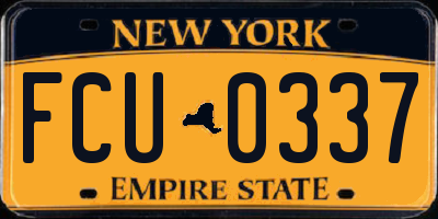 NY license plate FCU0337