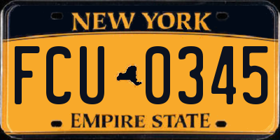 NY license plate FCU0345