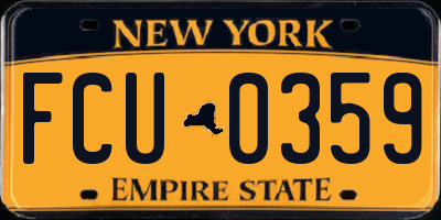 NY license plate FCU0359