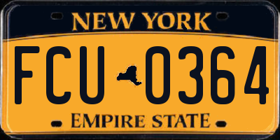 NY license plate FCU0364
