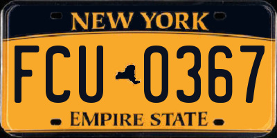 NY license plate FCU0367