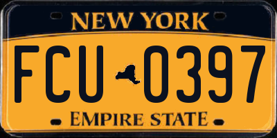 NY license plate FCU0397