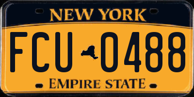 NY license plate FCU0488