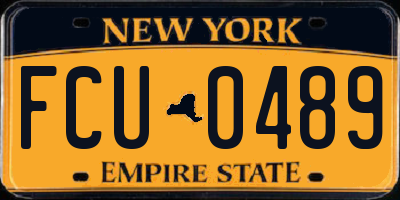 NY license plate FCU0489