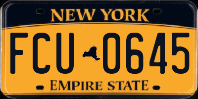 NY license plate FCU0645