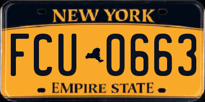 NY license plate FCU0663